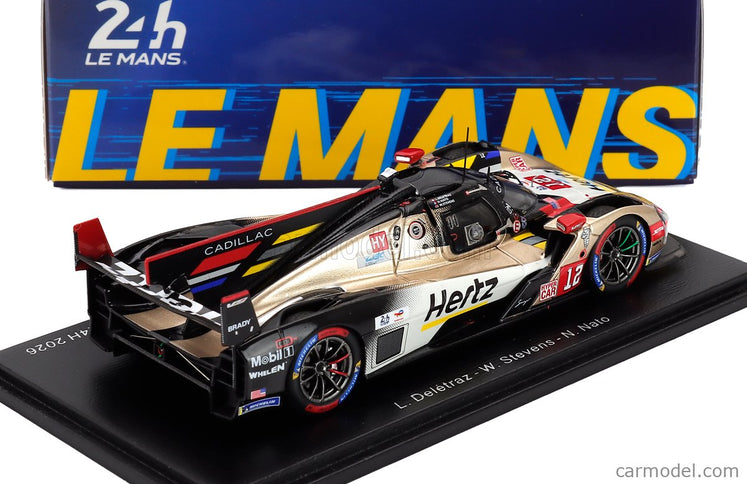 Cadillac V-Series R 5.5L V8 Team Hertz Jota N°12 4. Miesto 24h Le Mans 2026 Louis Deletraz - Norman Nato - Will Stevens 1:43 Spark Model zlatá biela čierna