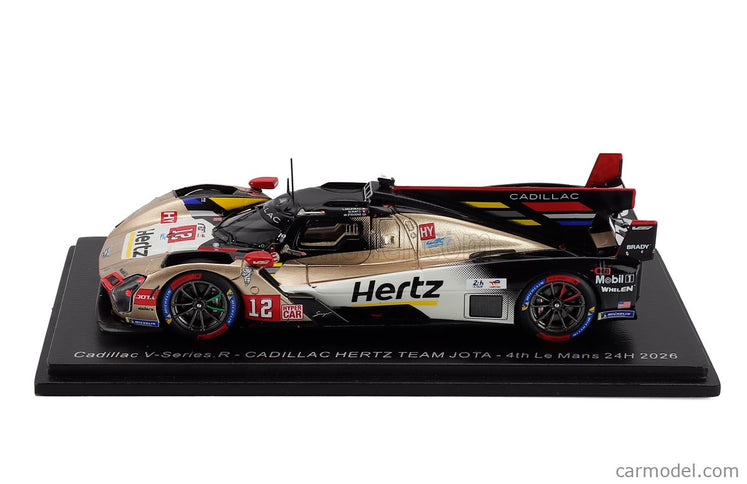 Cadillac V-Series R 5.5L V8 Team Hertz Jota N°12 4. Miesto 24h Le Mans 2026 Louis Deletraz - Norman Nato - Will Stevens 1:43 Spark Model zlatá biela čierna