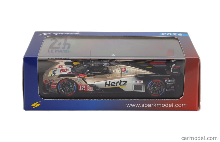 Cadillac V-Series R 5.5L V8 Team Hertz Jota N°12 4. Miesto 24h Le Mans 2026 Louis Deletraz - Norman Nato - Will Stevens 1:43 Spark Model zlatá biela čierna