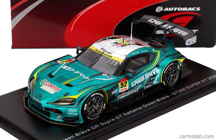 Toyota Supra GR Team Saitana Green Brave N°52 GT300 Class Super GT 2025 Hiroki Yoshida - Seita Nonaka 1:43 Spark Model zelená metalická strieborná
