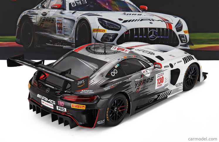 Mercedes Benz AMG GT3 EVO 6.2L V8 Team Gruppem Racing N°130 24h Spa 2024 Frederic Vesti - Daniel Juncadella - Ralf Aron 1:18 IXO Models biela čierna