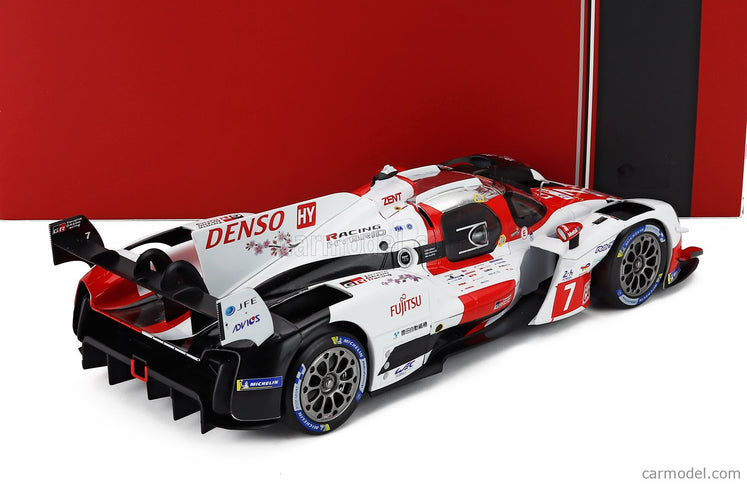Toyota GR010 3.5L V6 Twin Turbo Hybrid Team Gazoo Racing N°7 24h Le Mans 2023 Mike Conway - Kamui Kobayashi - Jose Maria Lopez 1:18 IXO Models biela červená