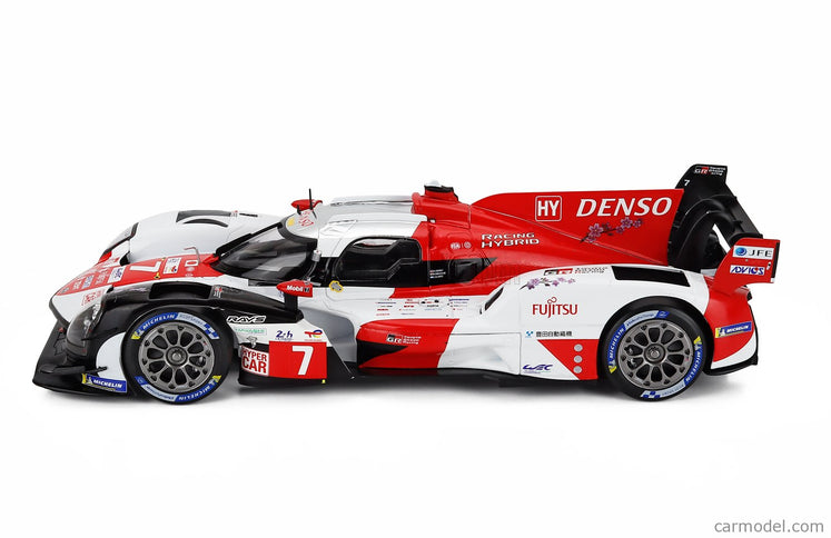 Toyota GR010 3.5L V6 Twin Turbo Hybrid Team Gazoo Racing N°7 24h Le Mans 2023 Mike Conway - Kamui Kobayashi - Jose Maria Lopez 1:18 IXO Models biela červená