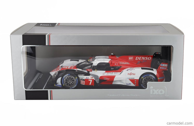 Toyota GR010 3.5L V6 Twin Turbo Hybrid Team Gazoo Racing N°7 24h Le Mans 2023 Mike Conway - Kamui Kobayashi - Jose Maria Lopez 1:18 IXO Models biela červená