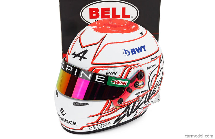 Bell Helmet Esteban Ocon Japan GP 2023 F1 A523 Team Bwt Alpine N°31 - Suzuka Livery 1:2 Mini Helmet biela červená