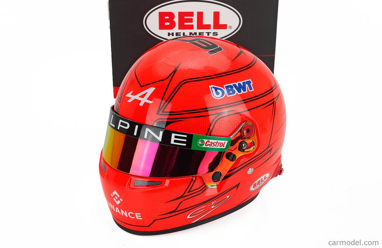 Bell Helmet Esteban Ocon 2023 Monaco GP F1 A523 Team Bwt Alpine N°31 1:2 Mini Helmet červená Fluo