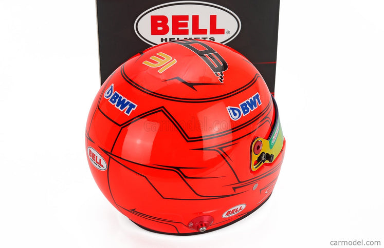 Bell Helmet Esteban Ocon 2023 Monaco GP F1 A523 Team Bwt Alpine N°31 1:2 Mini Helmet červená Fluo