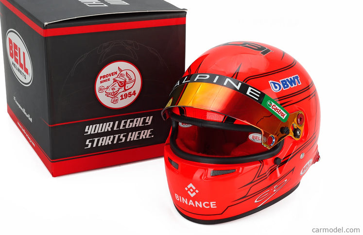 Bell Helmet Esteban Ocon 2023 Monaco GP F1 A523 Team Bwt Alpine N°31 1:2 Mini Helmet červená Fluo