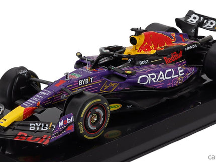 Red Bull F1 RB19 Team Oracle Red Bull Racing N°1 Majster Sveta Víťaz Las Vegas USA GP 2023 Max Verstappen 1:24 Edicola fialová žltá červená