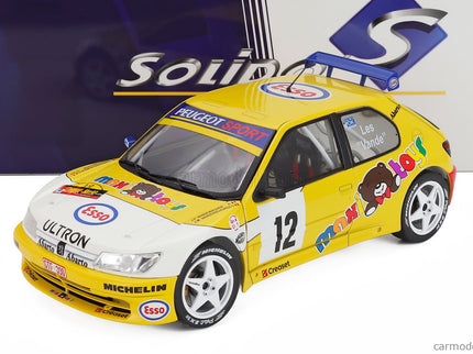 Peugeot 306 Maxi N°12 Rally Condroz 1997 Jean Pierre Van De Wauver - Jean Van Der Schueren 1:18 Solido žltá biela