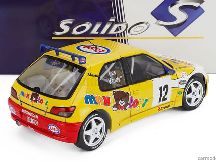 Peugeot 306 Maxi N°12 Rally Condroz 1997 Jean Pierre Van De Wauver - Jean Van Der Schueren 1:18 Solido žltá biela