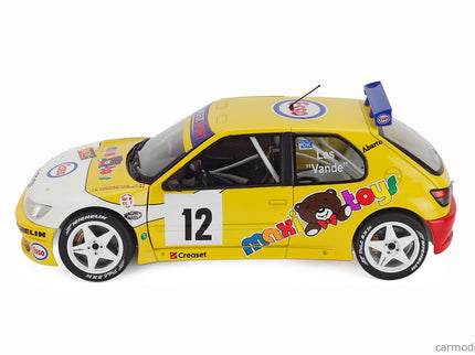 Peugeot 306 Maxi N°12 Rally Condroz 1997 Jean Pierre Van De Wauver - Jean Van Der Schueren 1:18 Solido žltá biela