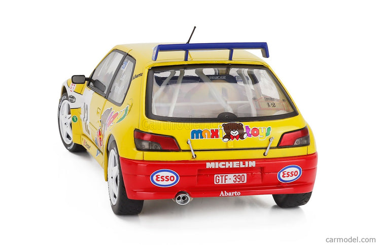 Peugeot 306 Maxi N°12 Rally Condroz 1997 Jean Pierre Van De Wauver - Jean Van Der Schueren 1:18 Solido žltá biela