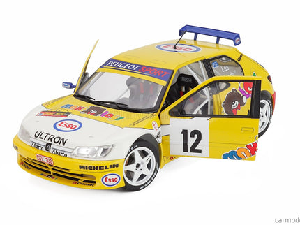 Peugeot 306 Maxi N°12 Rally Condroz 1997 Jean Pierre Van De Wauver - Jean Van Der Schueren 1:18 Solido žltá biela