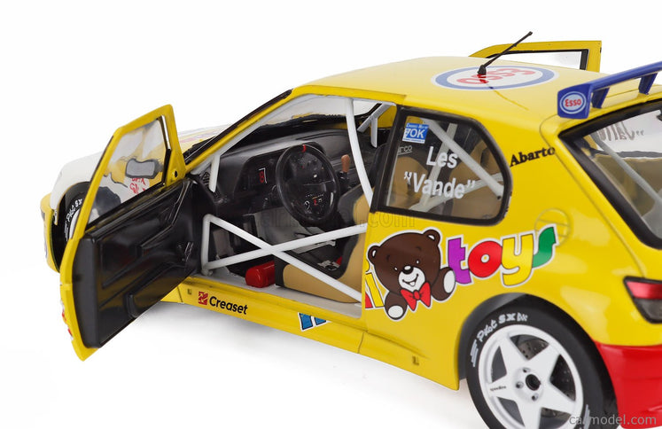 Peugeot 306 Maxi N°12 Rally Condroz 1997 Jean Pierre Van De Wauver - Jean Van Der Schueren 1:18 Solido žltá biela