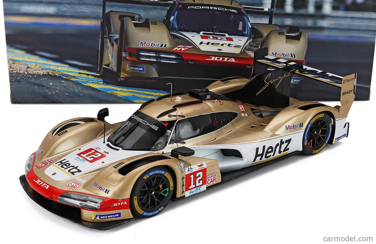 Porsche 963 9RD 4.6L Turbo V8 Team Hertz Jota N°12 24h Le Mans 2024 Will Stevens - Norman Nato - Callum Ilott 1:18 IXO Models biela zlatá