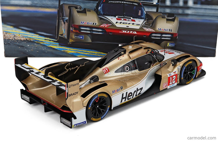 Porsche 963 9RD 4.6L Turbo V8 Team Hertz Jota N°12 24h Le Mans 2024 Will Stevens - Norman Nato - Callum Ilott 1:18 IXO Models biela zlatá