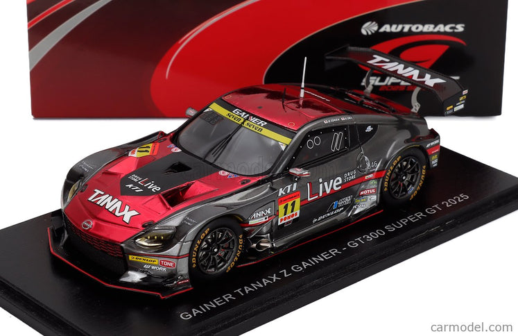 Nissan Z Fairlady Team Gainer Anest Iwata Racing N°11 GT300 Class Super GT 2025 Ryuichiro Tomita - Kazuki Oki 1:43 Spark Model sivá červená