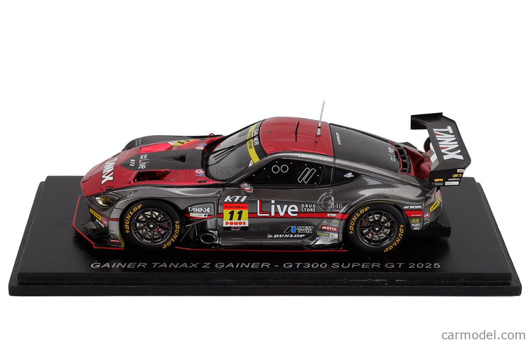 Nissan Z Fairlady Team Gainer Anest Iwata Racing N°11 GT300 Class Super GT 2025 Ryuichiro Tomita - Kazuki Oki 1:43 Spark Model sivá červená