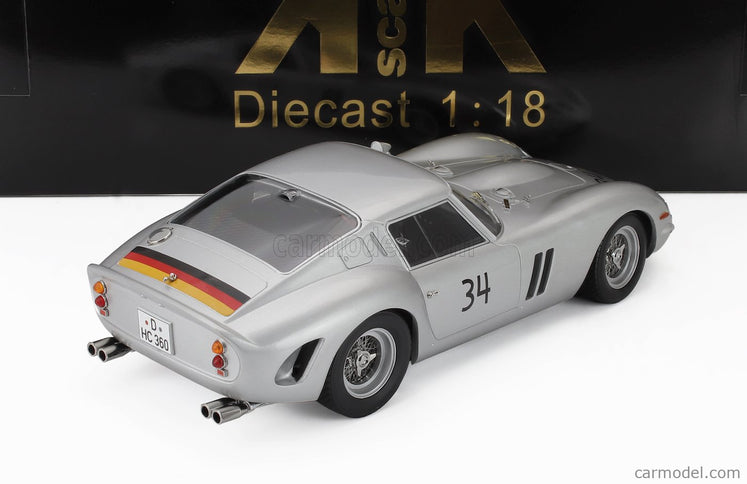 Ferrari 250 GTO 3.0L V12 Coupe N°34 Dmv Avus 1963 Hermann Cordes 1:18 KK Scale strieborná