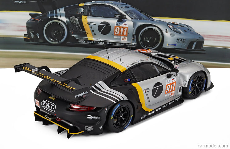 Porsche 911 991-2 RSR-19 4.2L Team Proton Competition N°911 24h Le Mans 2023 Michael Fassbender - Richard Lietz - Martin Rump 1:18 IXO Models strieborná čierna