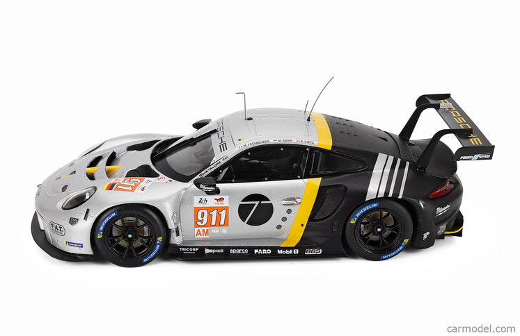 Porsche 911 991-2 RSR-19 4.2L Team Proton Competition N°911 24h Le Mans 2023 Michael Fassbender - Richard Lietz - Martin Rump 1:18 IXO Models strieborná čierna