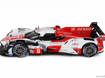 Toyota GR010 3.5L V6 Twin Turbo Hybrid Team Gazoo Racing N°8 2. Miesto 24h Le Mans 2023 Sebastien Buemi - Brendon Hartley - Ryo Hirakawa 1:18 IXO Models biela červená