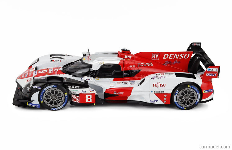 Toyota GR010 3.5L V6 Twin Turbo Hybrid Team Gazoo Racing N°8 2. Miesto 24h Le Mans 2023 Sebastien Buemi - Brendon Hartley - Ryo Hirakawa 1:18 IXO Models biela červená