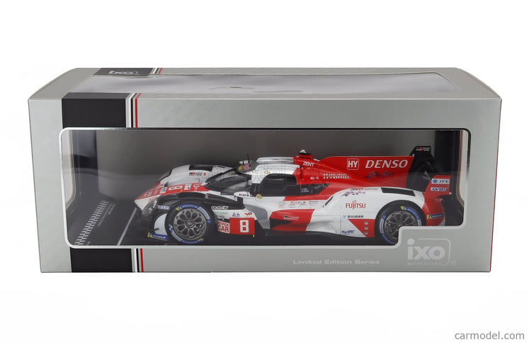 Toyota GR010 3.5L V6 Twin Turbo Hybrid Team Gazoo Racing N°8 2. Miesto 24h Le Mans 2023 Sebastien Buemi - Brendon Hartley - Ryo Hirakawa 1:18 IXO Models biela červená
