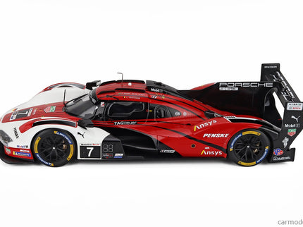 Porsche 963 9RD 4.6L Turbo V8 Team Porsche Penske Motorsport N°7 Víťaz IMSA 12h Sebring 2025 Felipe Nasr - Nick Tandy - Laurens Vanthoor 1:18 IXO Models biela červená čierna