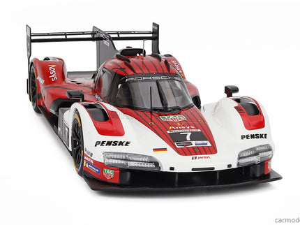 Porsche 963 9RD 4.6L Turbo V8 Team Porsche Penske Motorsport N°7 Víťaz IMSA 12h Sebring 2025 Felipe Nasr - Nick Tandy - Laurens Vanthoor 1:18 IXO Models biela červená čierna
