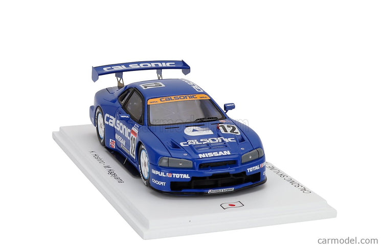 Nissan Skyline GT-R (R34) 3.0L Twin Turbo V6 Team Calsonic Impul N°12 Jgtc GT500 1999 Kazuyoshi Hoshino - Masahyko Kageyama 1:43 Spark Model modrá