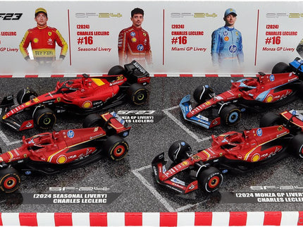 Ferrari Set F1 Charles Leclerc SF-23 Team Scuderia Ferrari SF23 N°16 Monza Italy GP 2023 - 3X SF-24 Team Scuderia Ferrari SF24 3. Miesto N°16 Miami GP 2024 - N°16 Víťaz Monza Italy GP 2024 - N°16 Sezóna Livery 2024 1:43 Bburago rôzne farby
