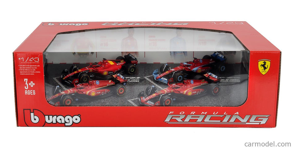 Ferrari Set F1 Charles Leclerc SF-23 Team Scuderia Ferrari SF23 N°16 Monza Italy GP 2023 - 3X SF-24 Team Scuderia Ferrari SF24 3. Miesto N°16 Miami GP 2024 - N°16 Víťaz Monza Italy GP 2024 - N°16 Sezóna Livery 2024 1:43 Bburago rôzne farby