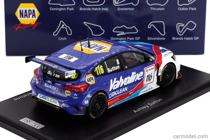 Ford Focus Team Napa Racing UK N°116 Silverstone Btcc 2025 Ashley Sutton 1:43 Spark Model modrá biela