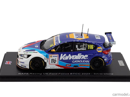 Ford Focus Team Napa Racing UK N°116 Silverstone Btcc 2025 Ashley Sutton 1:43 Spark Model modrá biela
