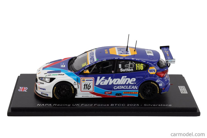Ford Focus Team Napa Racing UK N°116 Silverstone Btcc 2025 Ashley Sutton 1:43 Spark Model modrá biela