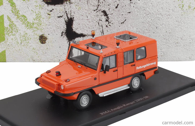 RMA Amphi (anfibio) Ranger 2800 Rettungsfahzeug SR Emergency Vehicle Germany 1985 1:43 Autocult oranžová