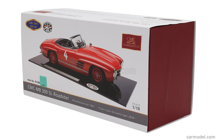 Mercedes Benz 300SL Roadster Spider Open N°4 Pferdsfeld Rennen 1961 - Classic Gala Schwetzinger International Concours D'elegance 2026 1:18 CMC červená