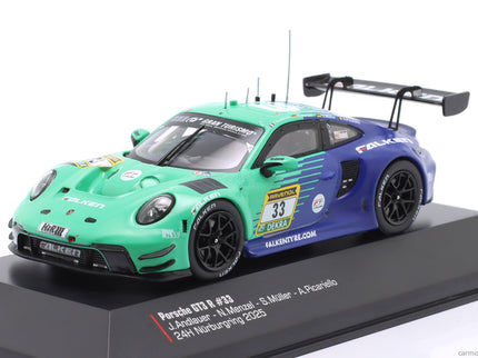 Porsche 911 992 GT3 R Team Falken Motorsports N°33 24h Nurburgring 2025 Julien Andlauer - Nico Menzel - Sven Muller - Alessio Picariello 1:43 IXO Models zelená modrá