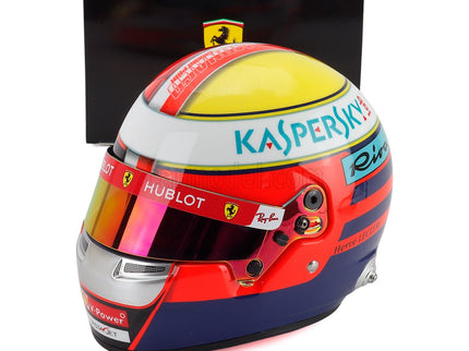 Bell Helmet Charles Leclerc F1 Monaco GP 2019 N°16 SF-26 Team Ferrari Mission Winnow - Tribute Herve Leclerc A Jules Bianchi 1:2 Mini Helmet modrá žltá červená