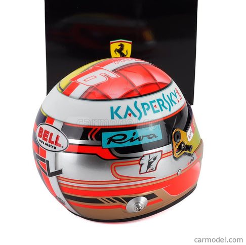 Bell Helmet Charles Leclerc F1 Monaco GP 2019 N°16 SF-26 Team Ferrari Mission Winnow - Tribute Herve Leclerc A Jules Bianchi 1:2 Mini Helmet modrá žltá červená