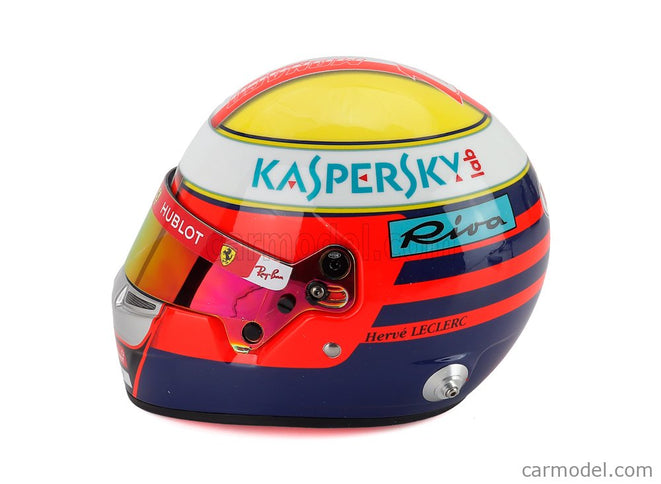Bell Helmet Charles Leclerc F1 Monaco GP 2019 N°16 SF-26 Team Ferrari Mission Winnow - Tribute Herve Leclerc A Jules Bianchi 1:2 Mini Helmet modrá žltá červená