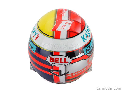 Bell Helmet Charles Leclerc F1 Monaco GP 2019 N°16 SF-26 Team Ferrari Mission Winnow - Tribute Herve Leclerc A Jules Bianchi 1:2 Mini Helmet modrá žltá červená