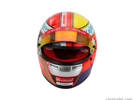 Bell Helmet Charles Leclerc F1 Monaco GP 2019 N°16 SF-26 Team Ferrari Mission Winnow - Tribute Herve Leclerc A Jules Bianchi 1:2 Mini Helmet modrá žltá červená