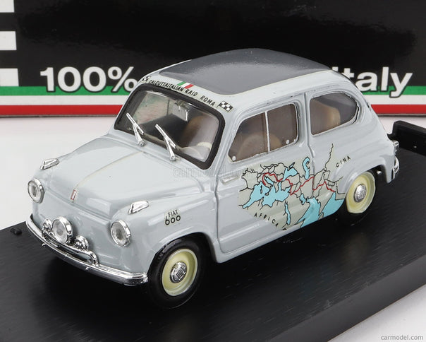 Fiat 600 Rally Raid Roma-Calcutta 1955 13.260Km IN 11 Giorni - 11 Days 1:43 Brumm sivá
