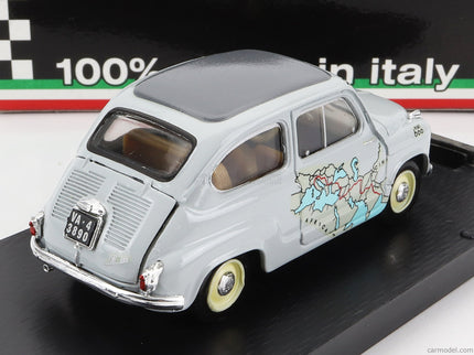 Fiat 600 Rally Raid Roma-Calcutta 1955 13.260Km IN 11 Giorni - 11 Days 1:43 Brumm sivá