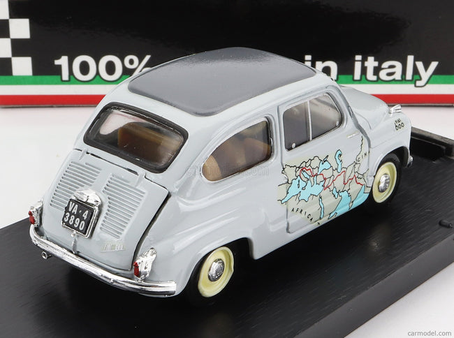 Fiat 600 Rally Raid Roma-Calcutta 1955 13.260Km IN 11 Giorni - 11 Days 1:43 Brumm sivá
