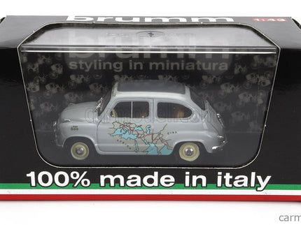 Fiat 600 Rally Raid Roma-Calcutta 1955 13.260Km IN 11 Giorni - 11 Days 1:43 Brumm sivá