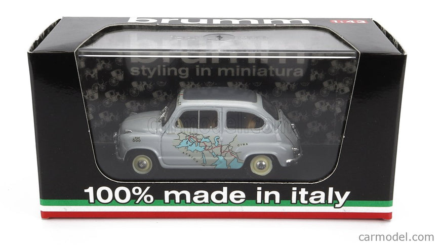Fiat 600 Rally Raid Roma-Calcutta 1955 13.260Km IN 11 Giorni - 11 Days 1:43 Brumm sivá
